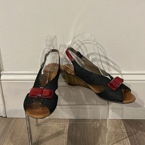 Rieker leather wedge sling back size 38 anti stress